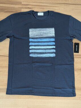 NWT Vestige Graphic Blue Stripes Tee Navy Blue "Ocean" 2XL Crewneck Short Sleeve